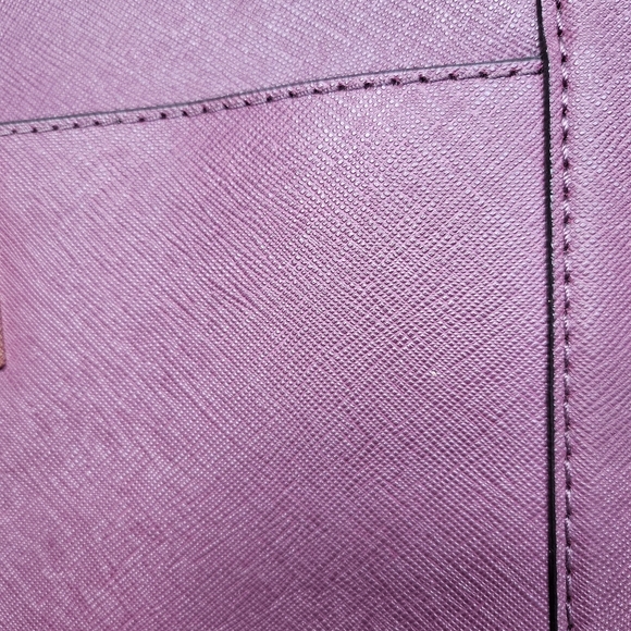 VGUC Michael Kors Black Tina Small Satchel Crossbody Purple Saffiano Leather - Picture 8 of 16